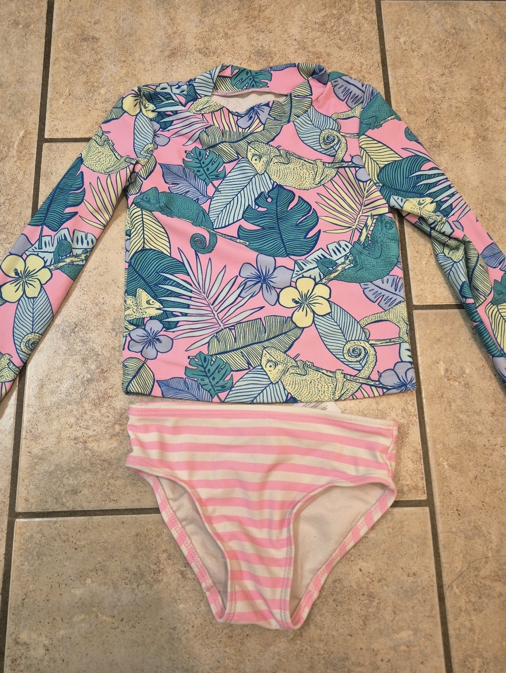 ⭐️⭐️5/$15  Carter's Pink and Blue Chameleon Rashguard Swim Set